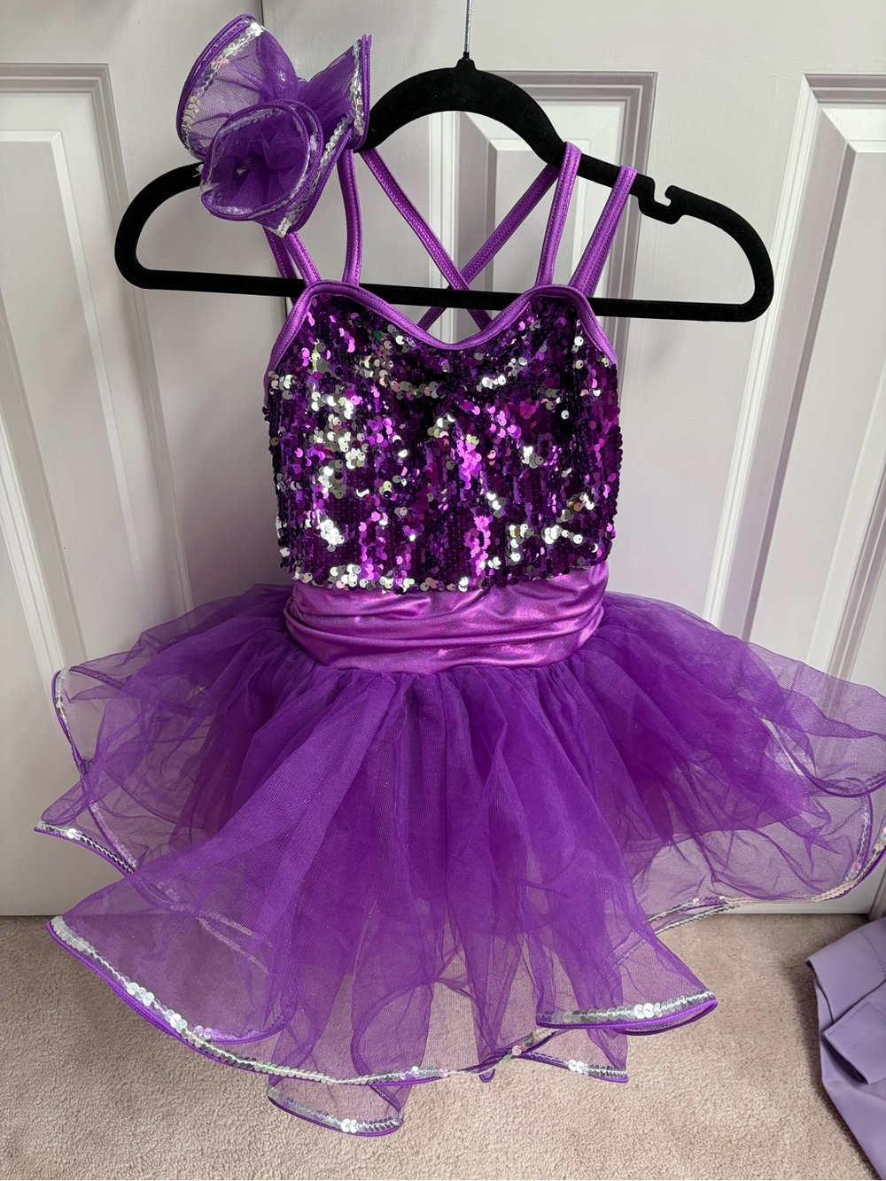 Weissman Purple Sequin Tulle Ballet Costume with Hair Bow